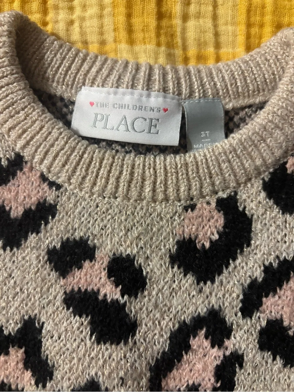 The Children's Place 2T Girl's Leopard Print Knit Sweater Shimmer Pink